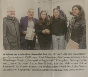 Dossenberger Gymasium unterstützt Regenwaldprojekt